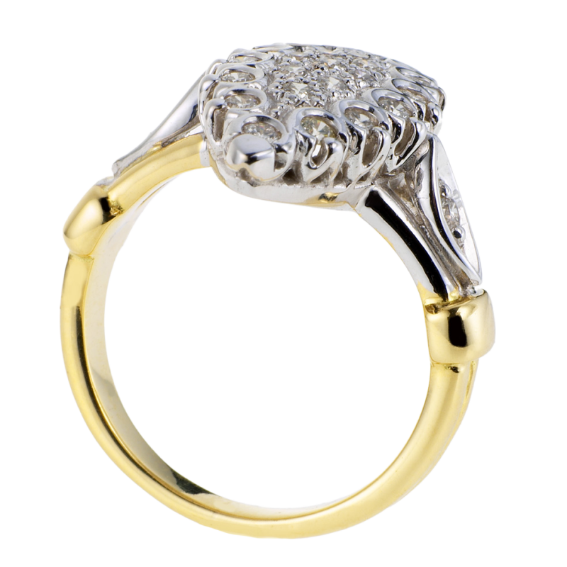 Bague marquise en 2 ors (moyen modèle), diamants