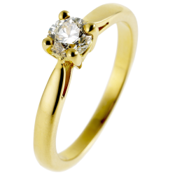 Bague solitaire en or jaune, diamant, 4 griffes