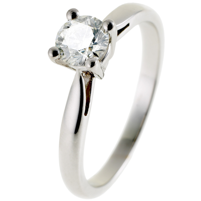 Bague solitaire en or gris, diamant, 4 griffes