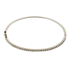 Bracelet jonc en or gris, diamants