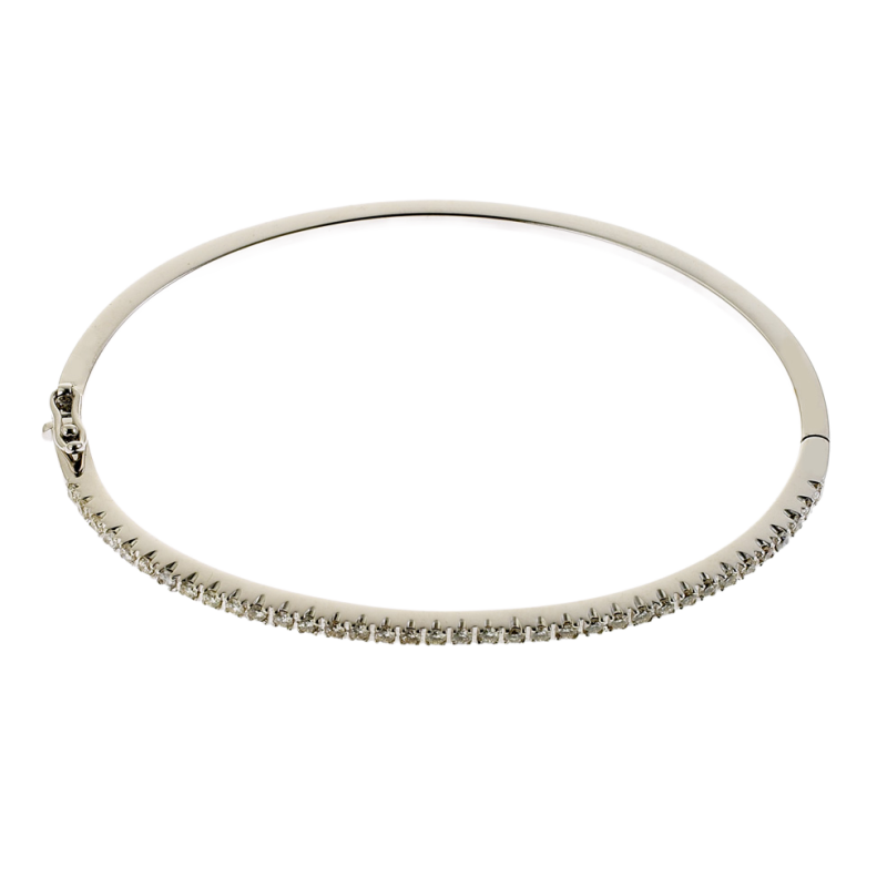 Bracelet jonc en or gris, diamants