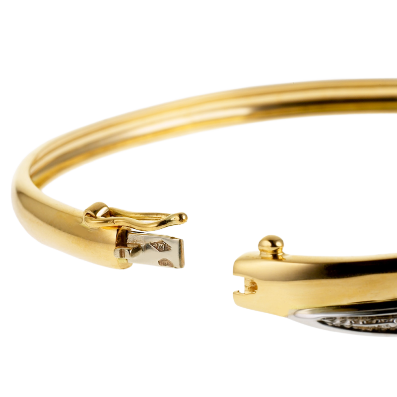 Bracelet jonc ouvrant en 2 ors, diamants
