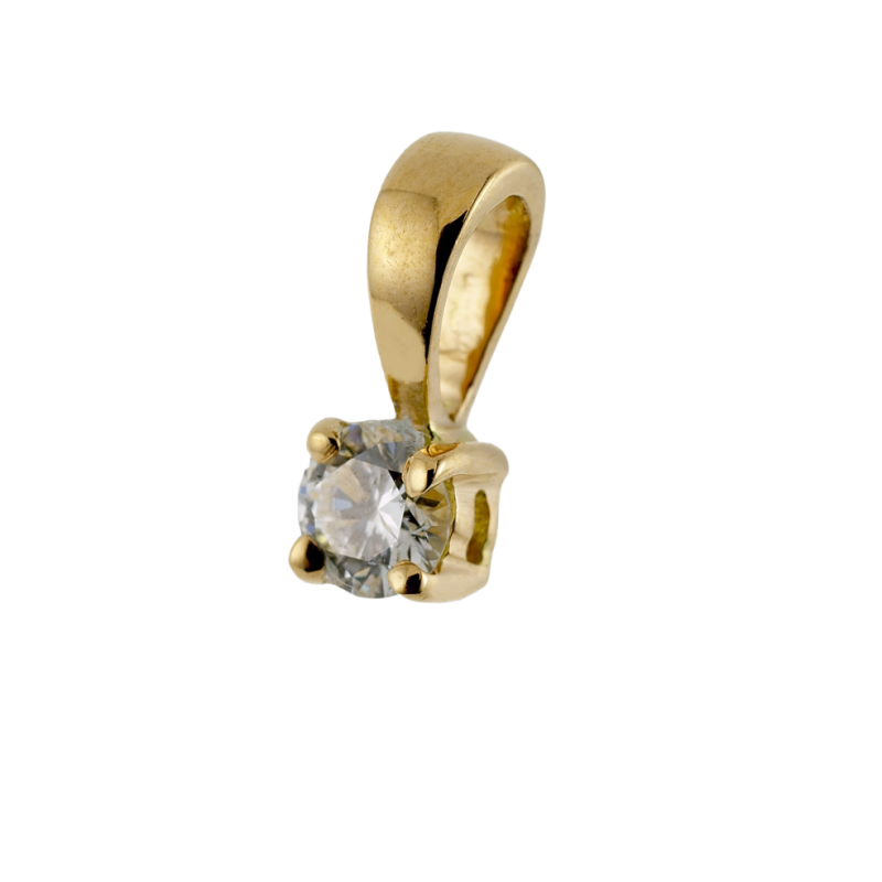 Pendentif en or jaune, diamant, 4 griffes