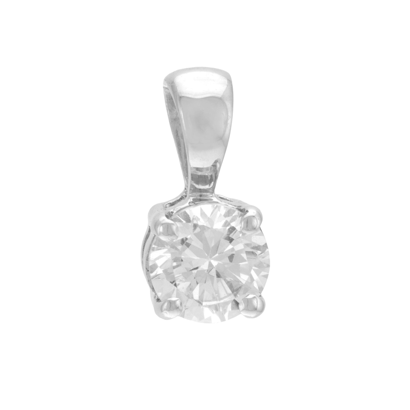 Pendentif en or gris, diamant, 4 griffes