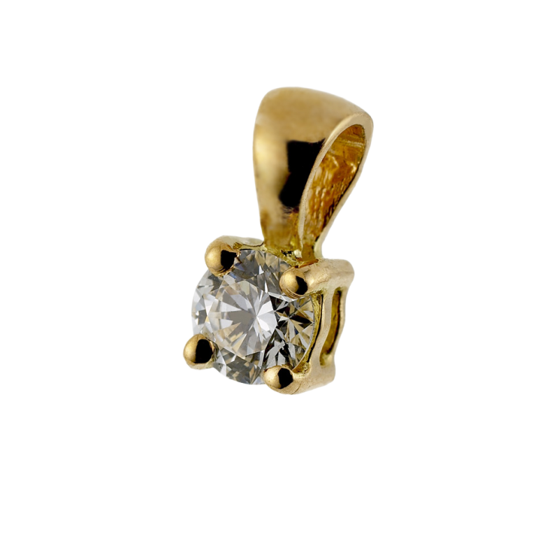 Pendentif en or jaune, diamant, 4 griffes
