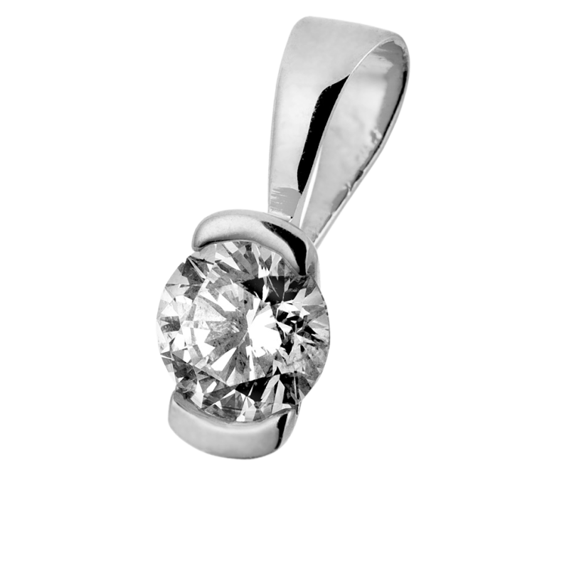 Pendentif en or gris, diamant , serti demi clos