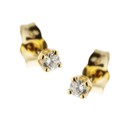 Boucles d'oreilles en or jaune, diamant, 4 griffes