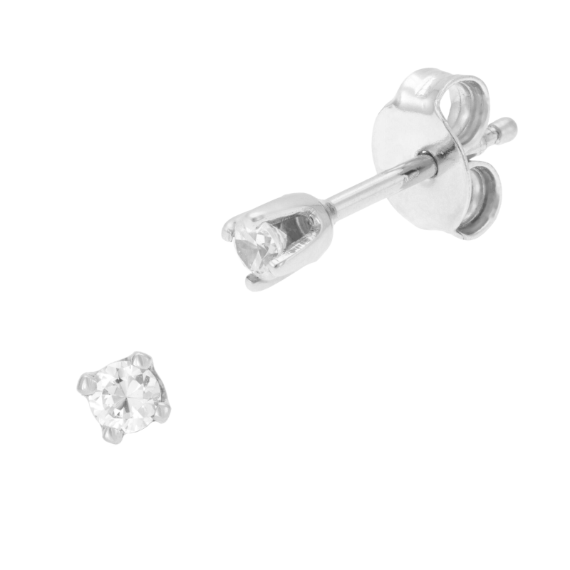 Boucles d'oreilles en or gris, diamant, 4 griffes