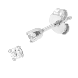 Boucles d'oreilles en or gris, diamant, 4 griffes