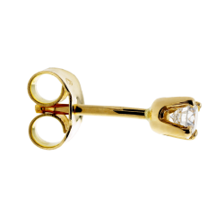 Boucles d'oreilles en or jaune, diamant, 4 griffes