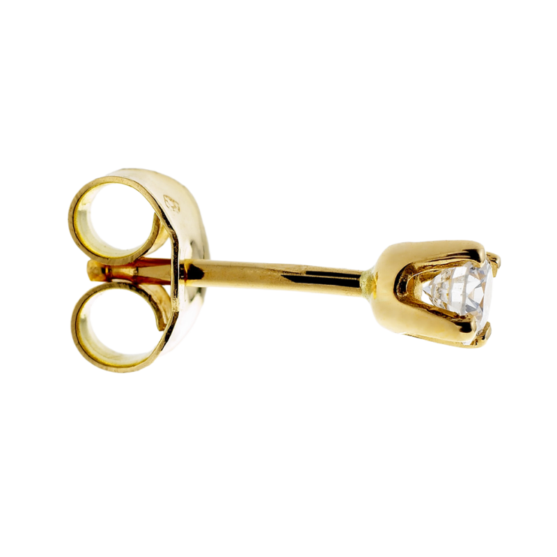 Boucles d'oreilles en or jaune, diamant, 4 griffes