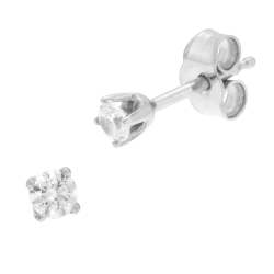 Boucles d'oreilles en or gris, diamant, 4 griffes