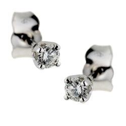 Boucles d'oreilles en or gris, diamant, 4 griffes