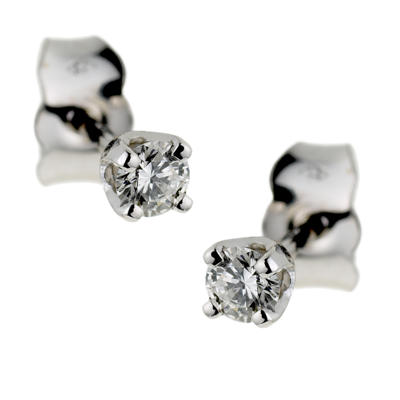 Boucles d'oreilles en or gris, diamant, 4 griffes