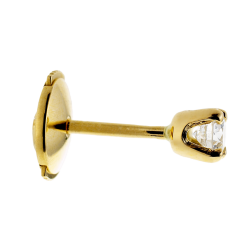Boucles d'oreilles en or jaune, diamant, 4 griffes