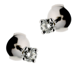 Boucles d'oreilles en or gris, diamant, 4 griffes