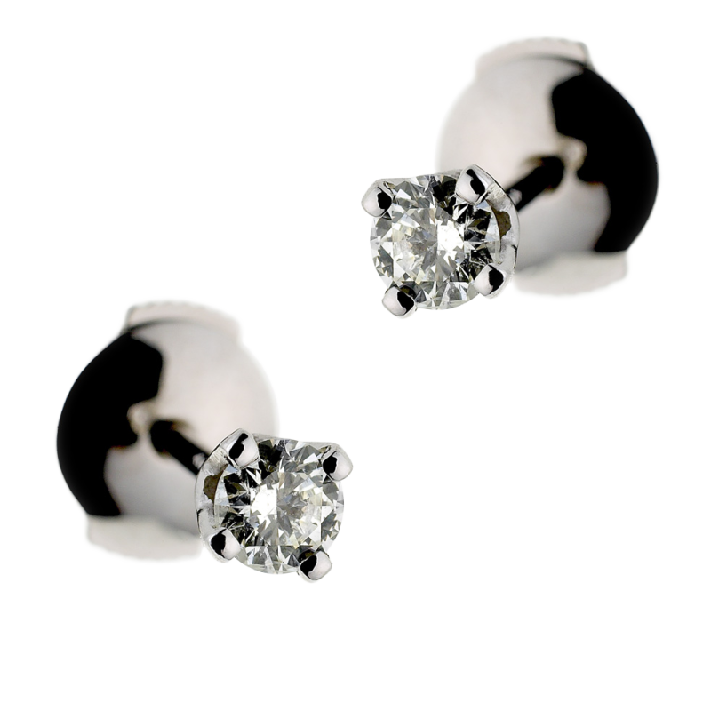 Boucles d'oreilles en or gris, diamant, 4 griffes