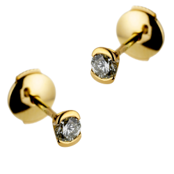 Boucles d'oreilles en or jaune, diamant , serti demi clos
