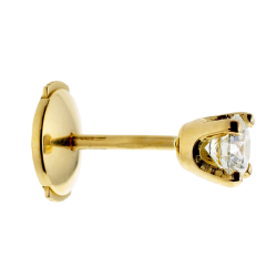 Boucles d'oreilles en or jaune, diamant, 4 griffes