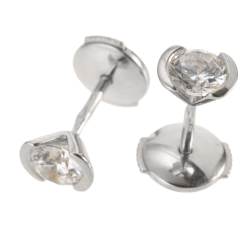 Boucles d'oreilles en or gris, diamant, serti demi clos