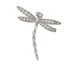 Broche libellule en or gris et diamants