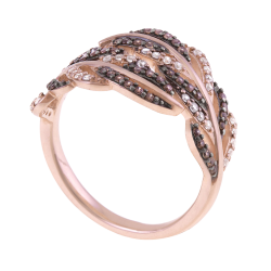 Bague en plaqué or rose et rhodié, oxydes de zirconium