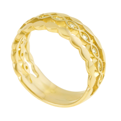 Bague en plaqué or et oxydes de zirconium
