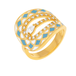 Bague en plaqué or, oxydes de zirconium et laque 
