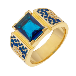 Bague en plaqué or, oxydes de zirconium, verre et laque