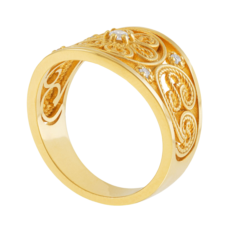 Bague en plaqué or et oxydes de zirconium