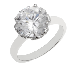 Bague en argent rhodié, coeurs et oxydes de zirconium