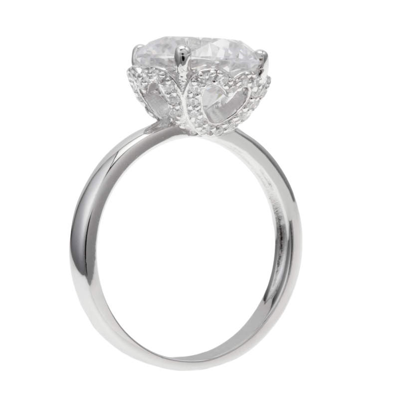 Bague en argent rhodié, coeurs et oxydes de zirconium
