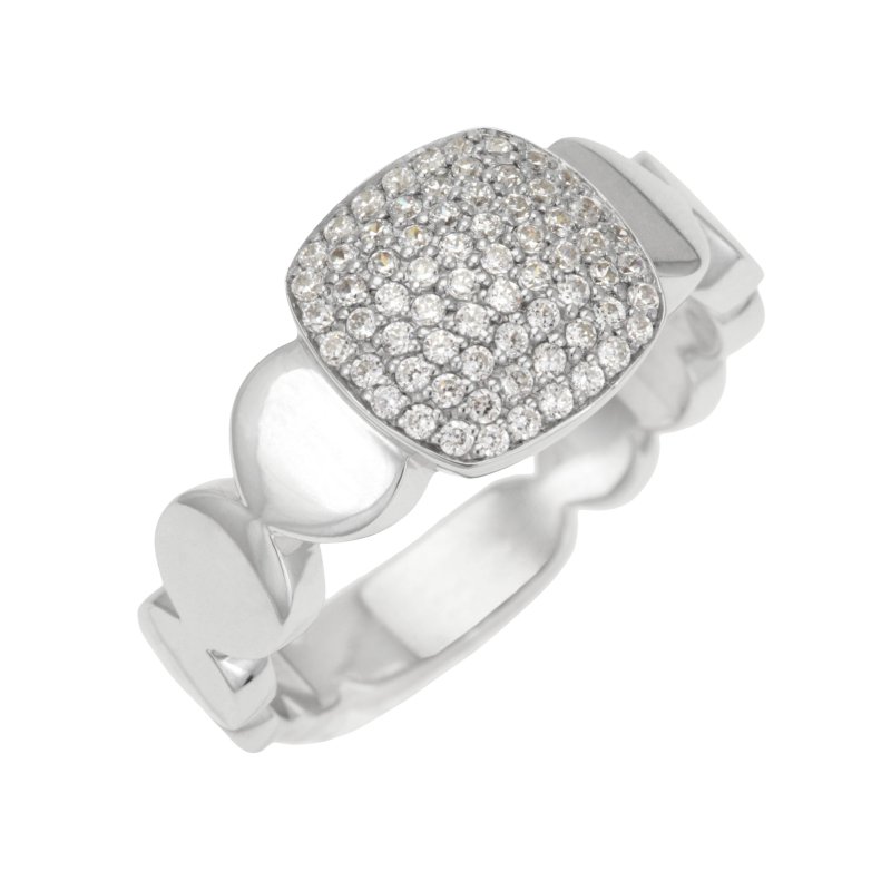Bague en argent rhodié et oxydes de zirconium