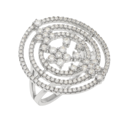 Bague en argent rhodié, spirale et oxydes de zirconium