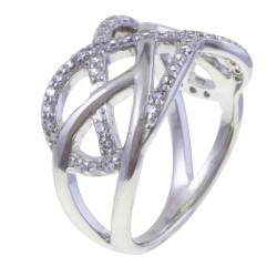 Bague en argent rhodié et oxydes de zirconium