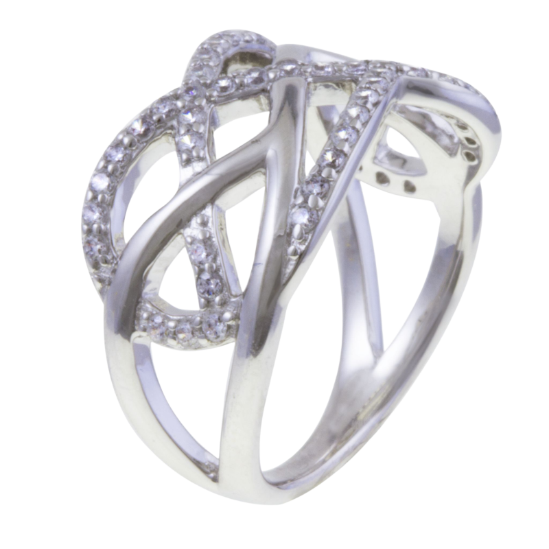 Bague en argent rhodié et oxydes de zirconium