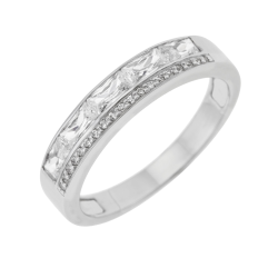 Bague en argent rhodié et oxydes de zirconium
