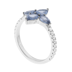 Bague en argent rhodié et oxydes de zirconium