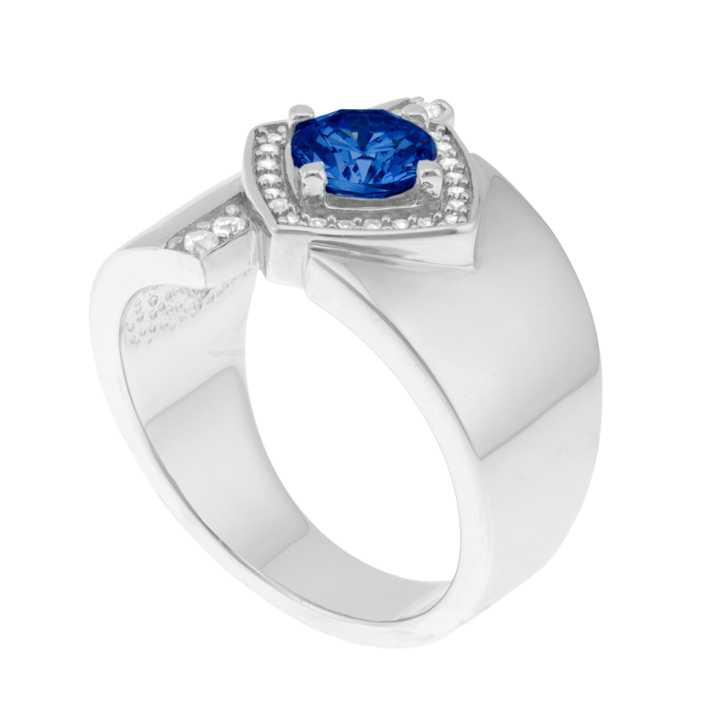 Bague en argent rhodié, oxydes de zirconium