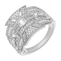 Bague en argent rhodié et oxydes de zirconium