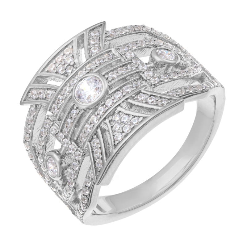 Bague en argent rhodié et oxydes de zirconium