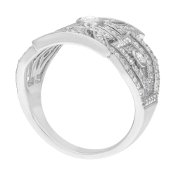 Bague en argent rhodié et oxydes de zirconium