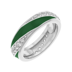 Bague ajustable en argent rhodié, oxydes de zirconium et laque
