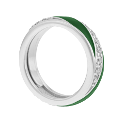 Bague ajustable en argent rhodié, oxydes de zirconium et laque