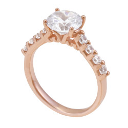 Bague en bronze plaqué or rose et oxydes de zirconium