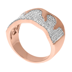Bague en argent rhodié et doré rose, oxydes de zirconium