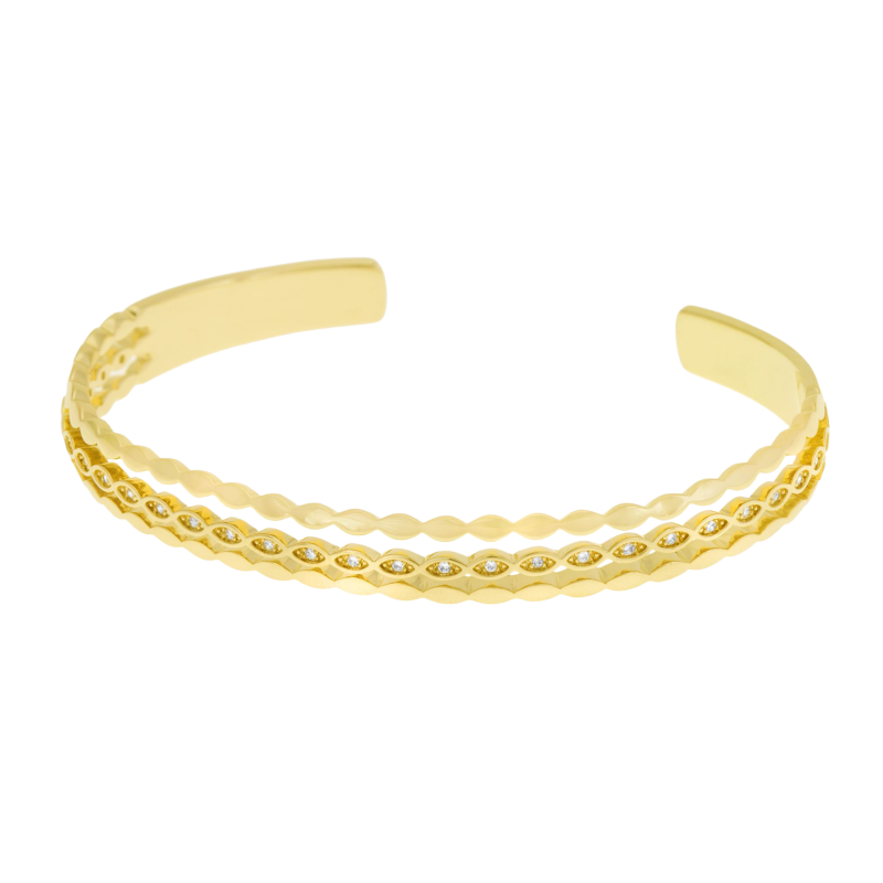 Bracelet jonc en plaqué or et oxydes de zirconium