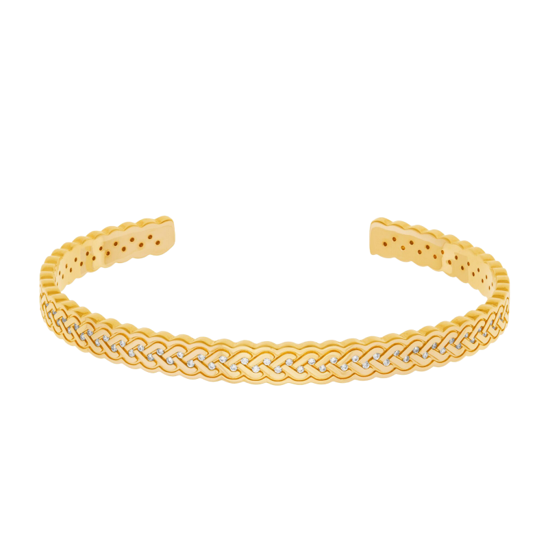 Bracelet jonc en plaqué or et oxydes de zirconium