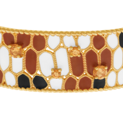 Bracelet jonc en plaqué or, laque et oxydes de zirconium