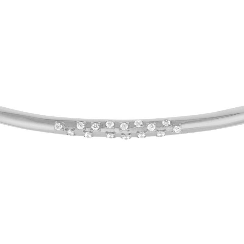 Bracelet jonc en argent rhodié et oxydes de zirconium